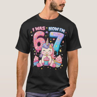 Ich war 6 jetzt bin ich 7 Einhorn Mädchen zum sieb T-Shirt