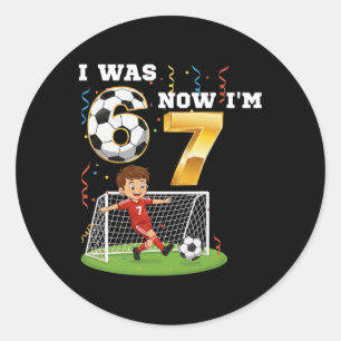 Ich war 6 jetzt bin ich 7 Jungen-Fußball-Geburtsta Runder Aufkleber