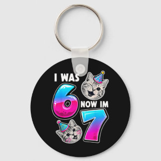 Ich war 6 jetzt bin ich 7 Katze Geburtstag Mädchen Schlüsselanhänger