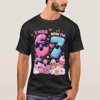 Ich war 6 jetzt bin ich 7 Regenbogen Einhorn Eiscr T-Shirt