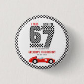 Ich war 6 jetzt bin ich 7 Rennwagen Junge Geburtst Button (Vorderseite)