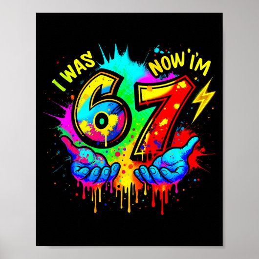 Ich war 6 jetzt bin ich 7 Six Seven Meme Farbige M Poster (Vorne)