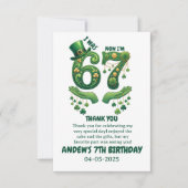 Ich war 6, jetzt bin ich 7 St. Patrick’s Day Junge Dankeskarte (Vorderseite)