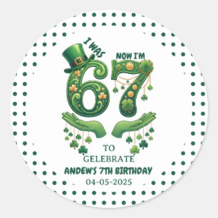 Ich war 6 jetzt bin ich 7 St. Patrick’s Day Jungen Runder Aufkleber