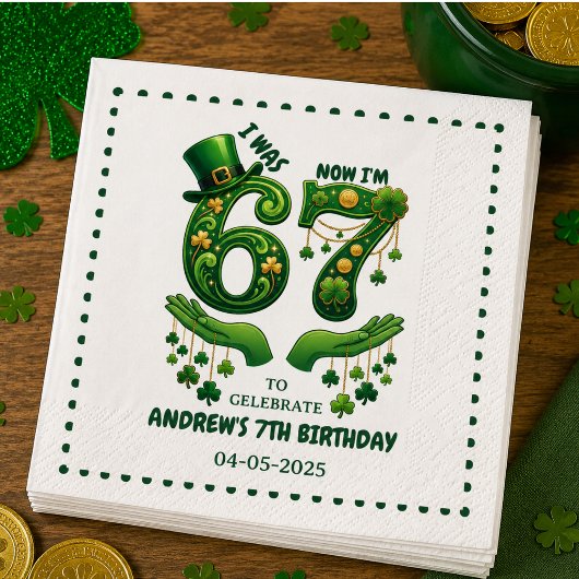 Ich war 6 jetzt bin ich 7 St. Patrick’s Day Jungen Serviette