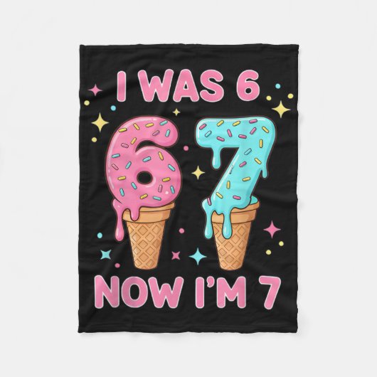 Ich war 6 jetzt bin ich 7 Süße Eiscreme 7. Geburts Fleecedecke (Vorderseite)