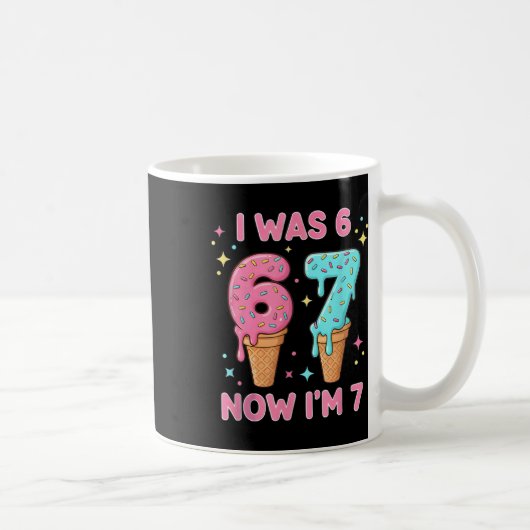 Ich war 6 jetzt bin ich 7 Süße Eiscreme 7. Geburts Kaffeetasse (Rechts)