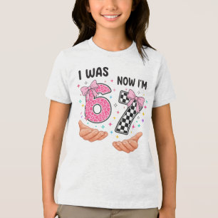 Ich war 6 jetzt bin ich 7 süße Geburtstagszahlen Tri-Blend Shirt