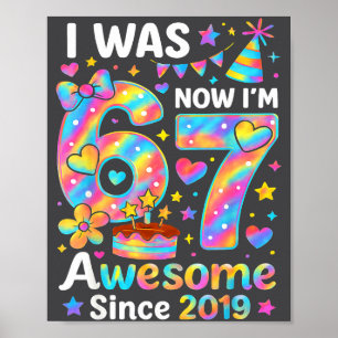 Ich war 6 jetzt bin ich 7 Tie Dye Geburtstag Toll Poster