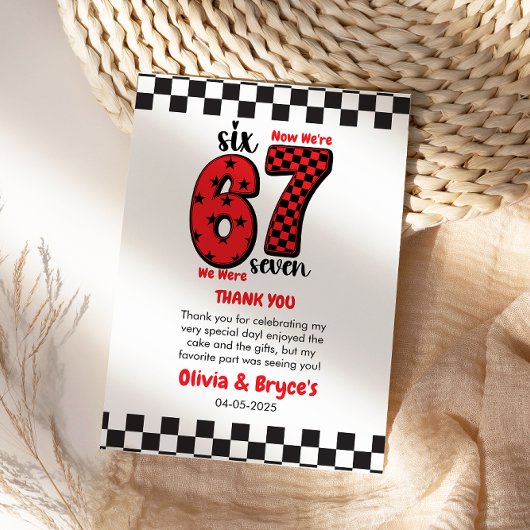 Ich war 6, jetzt bin ich 7 – Zwilling 7. Geburtsta Dankeskarte