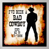 Ich war ein BAD COWBOY Schick mich auf dein Zimmer Poster (Vorne)