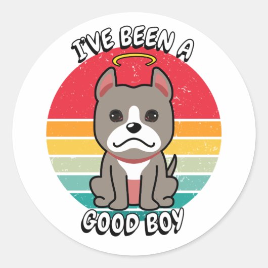 Ich war ein guter Junge - grauer Hund Runder Aufkleber (Vorderseite)