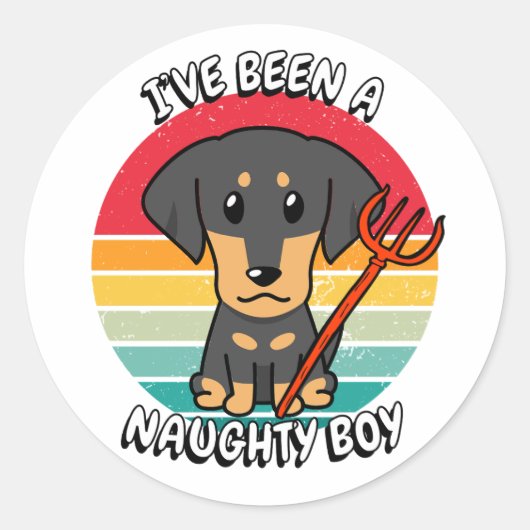 Ich war ein unartiger Junge - Dackel-Hund Runder Aufkleber (Vorderseite)