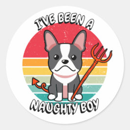 Ich war ein unartiger Junge - französischer Bulldo Runder Aufkleber