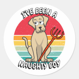 Ich war ein unartiger Junge - großer Hund Runder Aufkleber