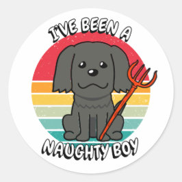 Ich war ein unartiger Junge - schwarzer Hund Runder Aufkleber