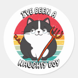Ich war ein ungezogener Junge - dicke Katze Runder Aufkleber