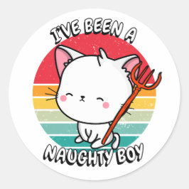 Ich war ein ungezogener Junge - weiße Katze Runder Aufkleber