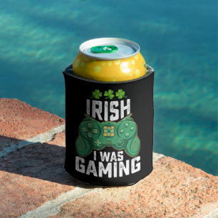 Ich war irisch gammend Gamer Spiele St. Patrick's Dosenkühler