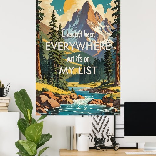 Ich war noch nicht überall Retro Wanderlust Travel Poster (Heimbüro)