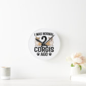 Ich war normal 2 Corgis Ago Dog Runde Wanduhr (Zuhause)