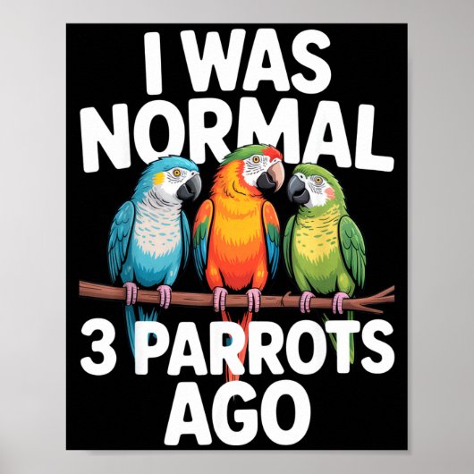 Ich war normal vor 3 Papageien Lustiger Vogel Lieb Poster (Vorne)