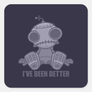 Ich war schon besser trauriger Robot-Cartoon Quadratischer Aufkleber