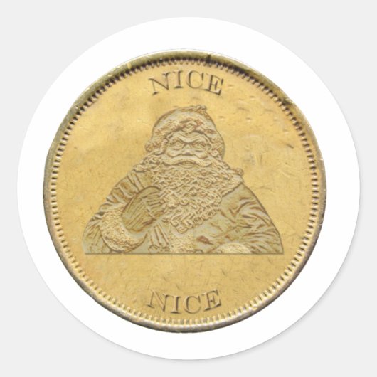Ich war schön, Santa Coin Runder Aufkleber (Vorderseite)