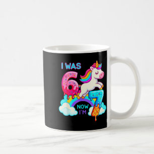 Ich war sechs jetzt sieben Eiscreme-Tropf-Einhorn Kaffeetasse