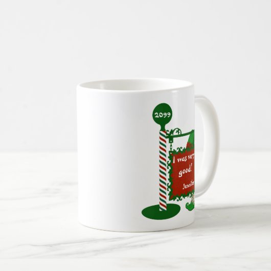 "Ich war sehr gut" oder "unanständig" Weihnachtsfe Kaffeetasse (VorderseiteRechts)