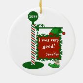 "Ich war sehr gut" oder "unartig" Weihnachten Keramik Ornament (Hinten)