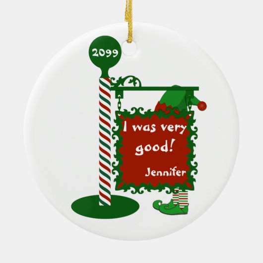 "Ich war sehr gut" oder "unartig" Weihnachten Keramik Ornament (Hinten)