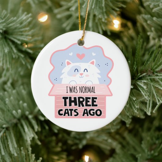 Ich war vor drei Katzen normal Keramik Ornament (Baum)
