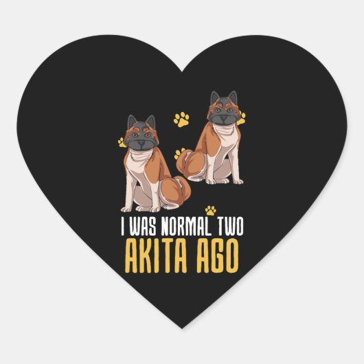 Ich war vor zwei Akita normal Herz-Aufkleber (Vorderseite)