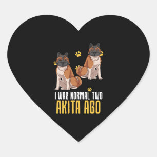 Ich war vor zwei Akita normal Herz-Aufkleber
