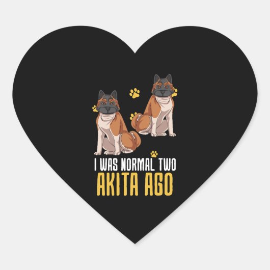 Ich war vor zwei Akita normal Herz-Aufkleber (Vorderseite)