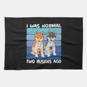 Ich war vor zwei Huskies normal Shiba Dog Geschirrtuch