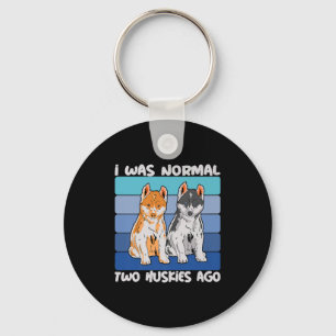 Ich war vor zwei Huskies normal   Shiba Dog Schlüsselanhänger