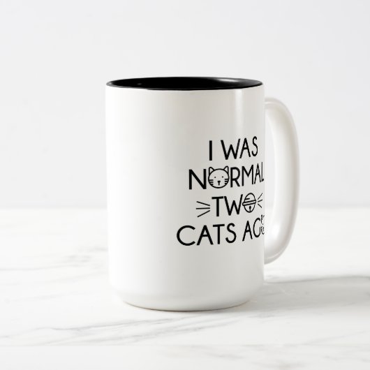 Ich war vor zwei Katzen normal Zweifarbige Tasse (VorderseiteRechts)