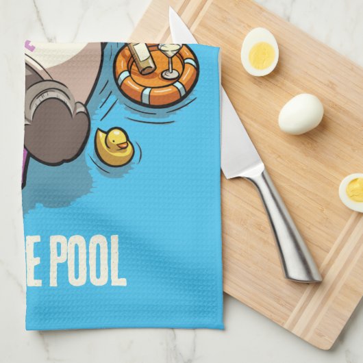 Ich wäre eher am Pool Rhino Party Tier Geschirrtuch (Viertel Falte)