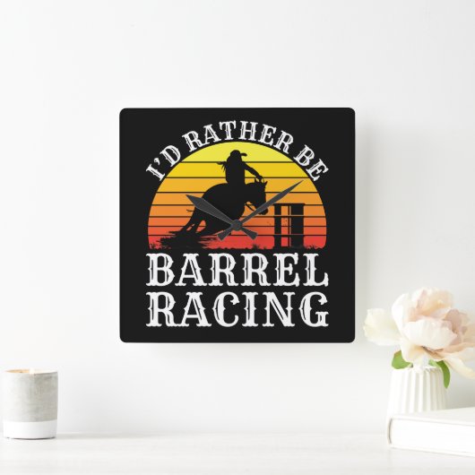 Ich wäre eher Barrel Racing Retro Cowgirl Rodeo T- Quadratische Wanduhr (Zuhause)