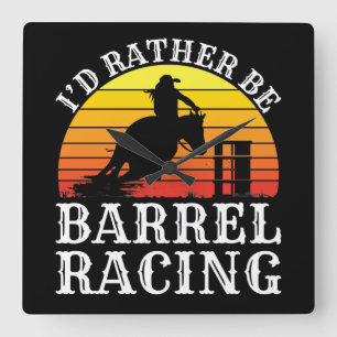 Ich wäre eher Barrel Racing Retro Cowgirl Rodeo T- Quadratische Wanduhr