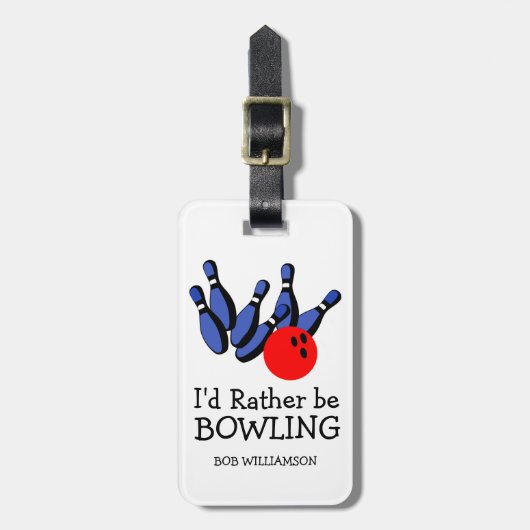 Ich wäre eher Bowling, Personalisierte Gepäckmarke Gepäckanhänger (Vorderseite vertikal)