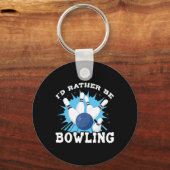 Ich wäre eher Bowling Retro für den Menschen Schlüsselanhänger (Vorderseite)