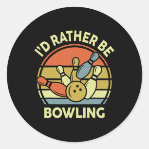 Ich wäre eher Bowling-Shirt Vintage lustige Mama V Runder Aufkleber