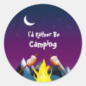 Ich wäre eher Camping Campfire Marshmallows Runder Aufkleber (Vorderseite)