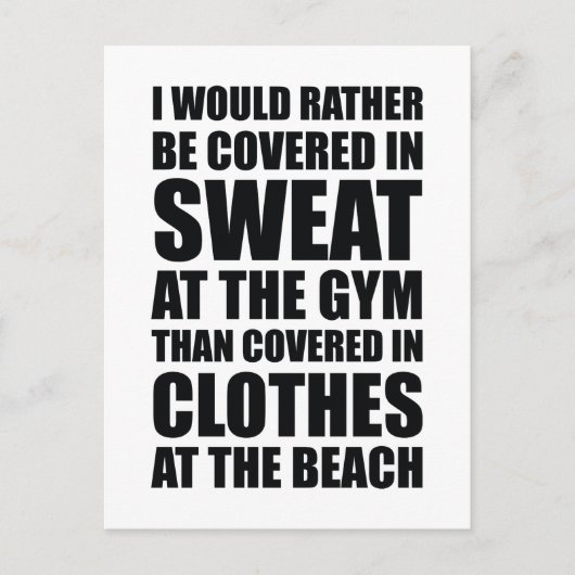 Ich wäre eher im Schweiß im Fitnessraum verdeckt Postkarte (Vorderseite)