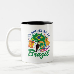 Ich wäre eher in Brasilien Brasilianer Reisen Sou Zweifarbige Tasse