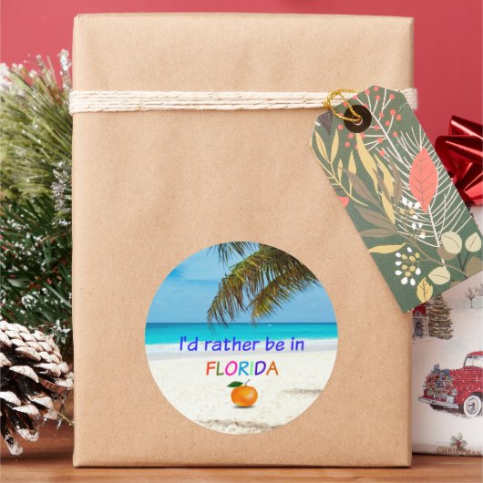 Ich wäre eher in Florida (sonnig) Runder Aufkleber (Feiertag)