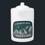 Ich wäre eher über Treeline<br><div class="desc">Die Berge sind magisch und am magischsten über der Baumgrenze, wo man sie für immer sehen kann. Dieses elegante Design zeigt eine Moungainlandschaft mit Sternen und einem Mond und ist eine schöne Kombination aus dunklen aquamarinen Farben.</div>